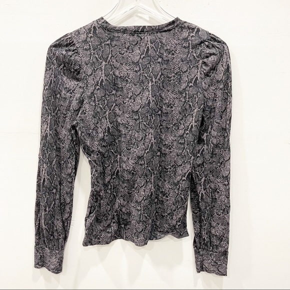 Rails Emilia Jersey Knit Long Sleeve Crewneck Charcoal Snakeskin Small - Picture 4 of 11